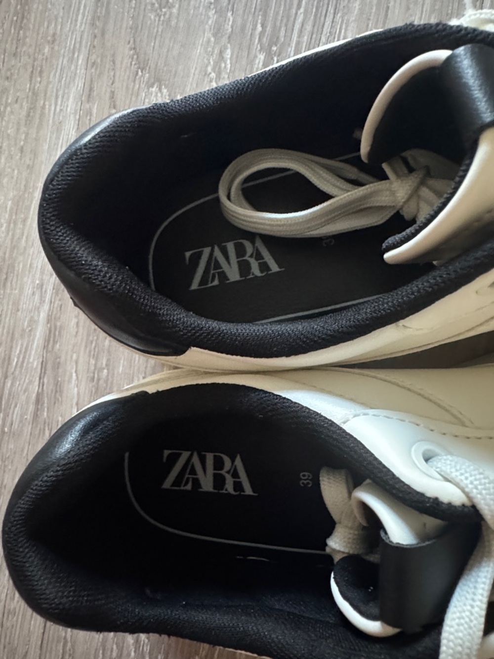 ZARA Casual White Sneakers with Black Collar - Men's Lace-Up Trainers - Picture 4 of 6
